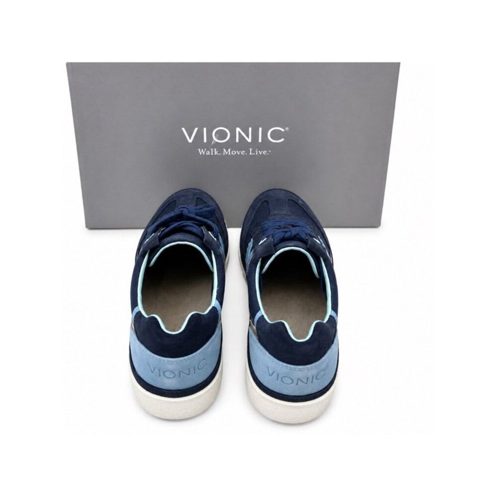 Vionic Mylie Supportive Sneakers Womens 9 Navy Suede Canvas Lace Up Comfort Shoe - Picture 5 of 8
